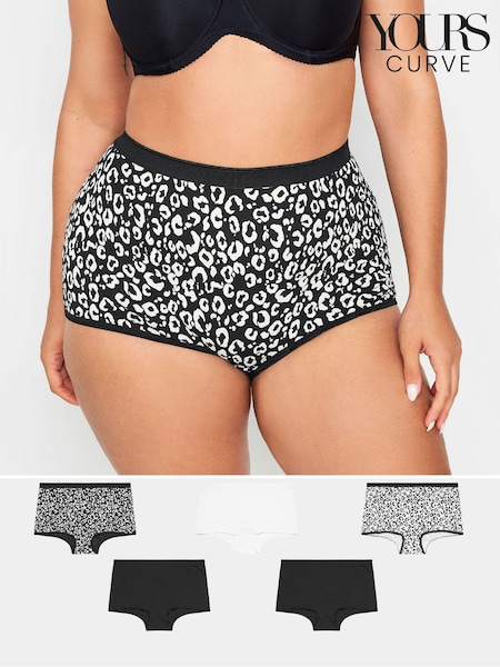 Yours Curve Black 5 Pack Animal Shorts (E25677) | €27