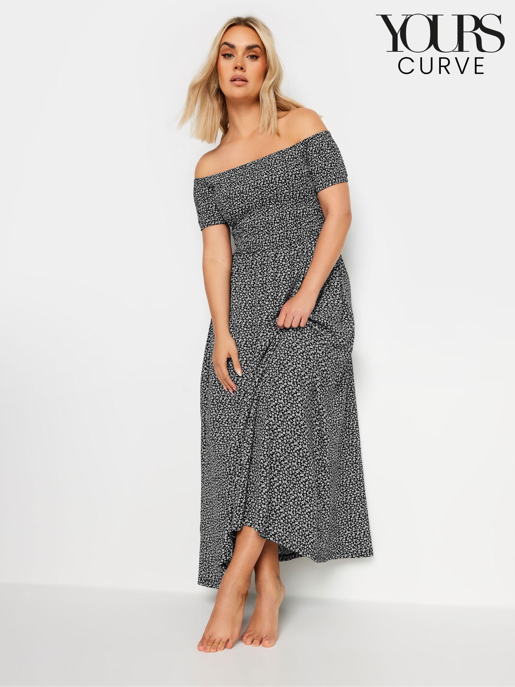 Plus size denim bardot dress clearance
