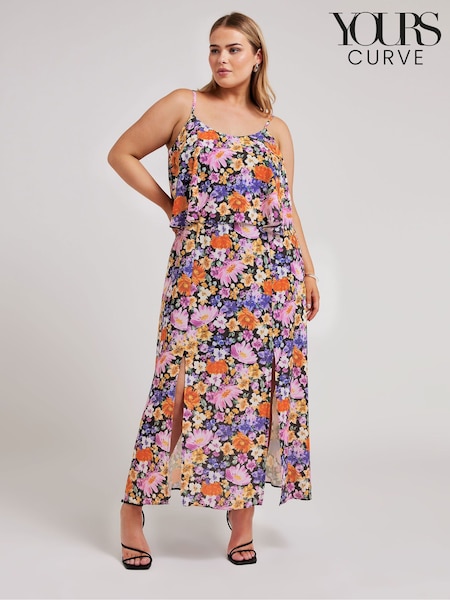 Yours Curve Multi London Floral Overlay Maxi Dress (E25702) | €49