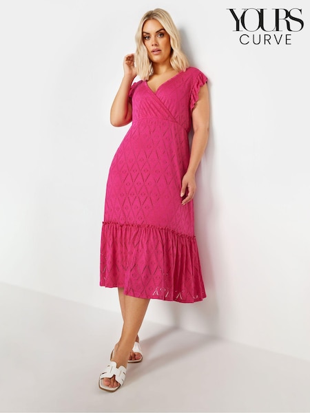 Розовый - Yours Curve Broderie Anglaise Dress (E25704) | €49