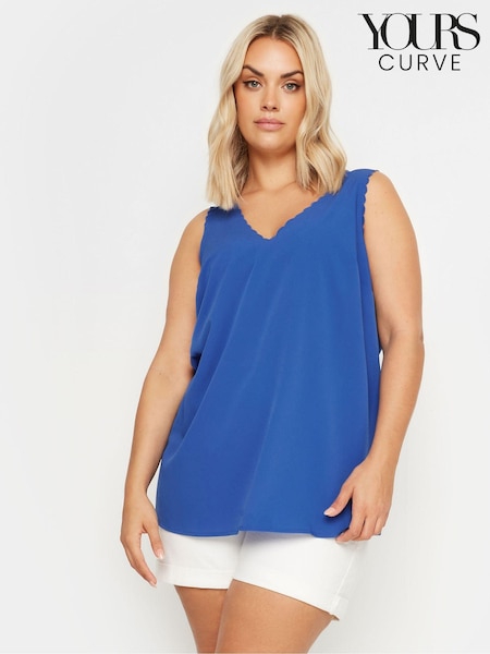 Yours Curve Blue Scallop Edge Cami (E25708) | 94 QAR