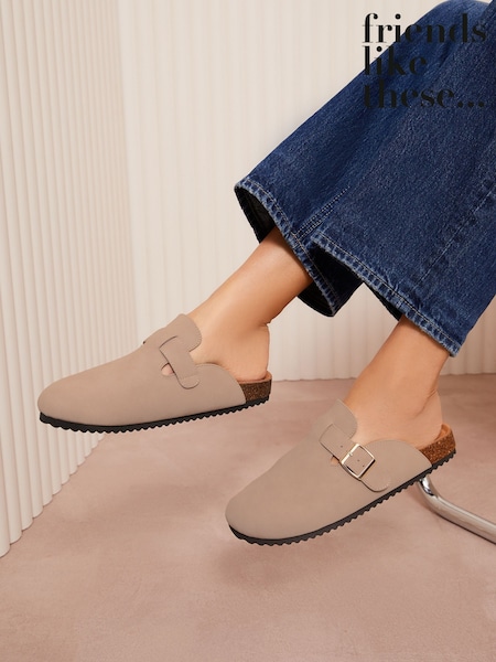 Friends Like These Pink Buckle Faux Suede Comfort Footbed Clog (E25713) | €19