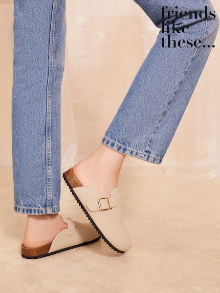 Friends Like These Stone Buckle Faux Suede Comfort Footbed Clog (E25715) | €19