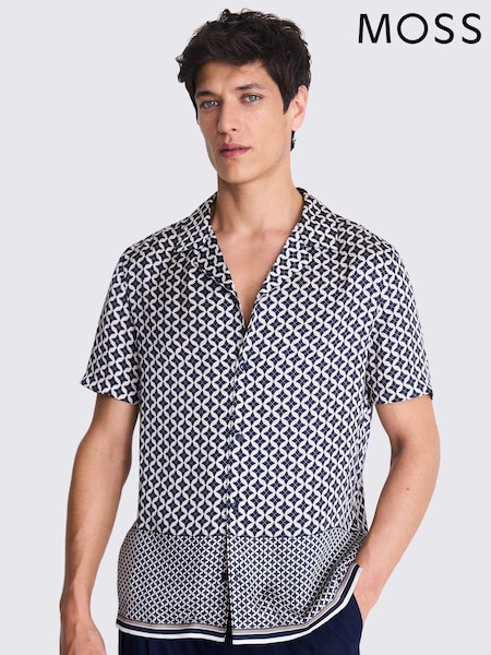 MOSS Blue Geo Print Shirt (E25720) | €33
