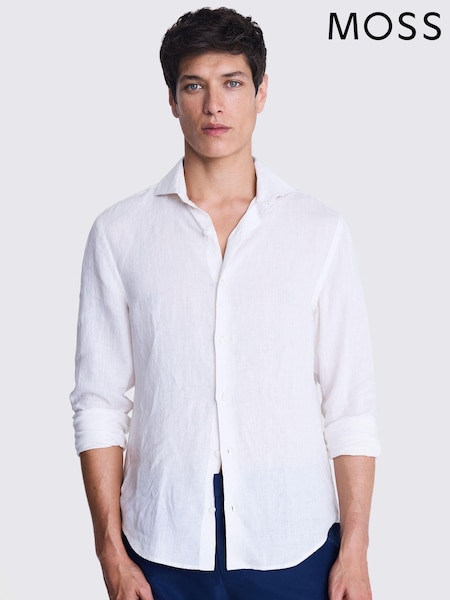 Alb - MOSS Taioare Fit 100% Lenjerie de pat Cămăși (E25730) | 250 LEI