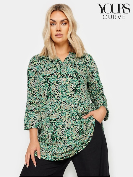 Yours Curve Green Abstract Print Shirt (E25766) | €38