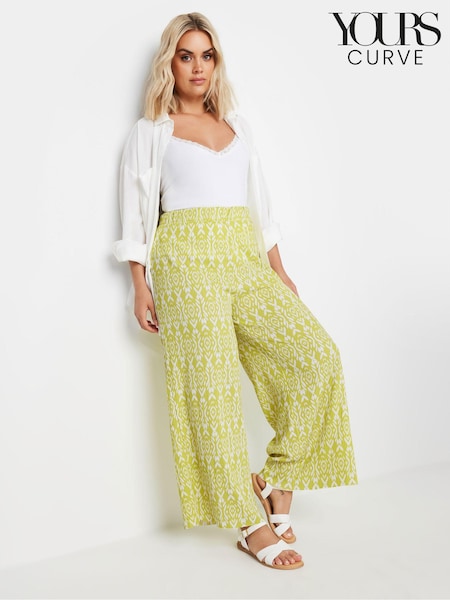 Yours Curve Yellow Paisley Textured Wide Leg Trousers (E25814) | € 42