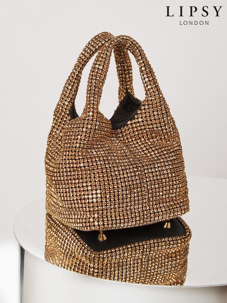 Lipsy Gold Embellished Pouch Bag (E25831) | €25