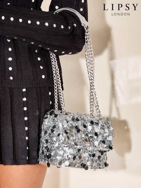 Серебряный - Lipsy Sequin Embellished Multiway Crossbody Bag (E25833) | €31