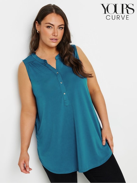 Yours Curve Blue Sleeveless Blouse (E25853) | €34