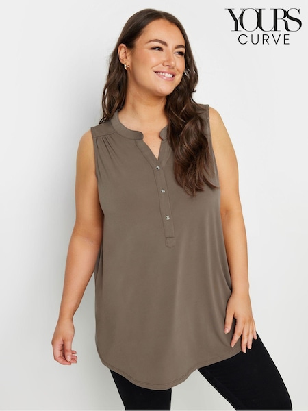 Yours Curve Brown Sleeveless Blouse (E25855) | €34