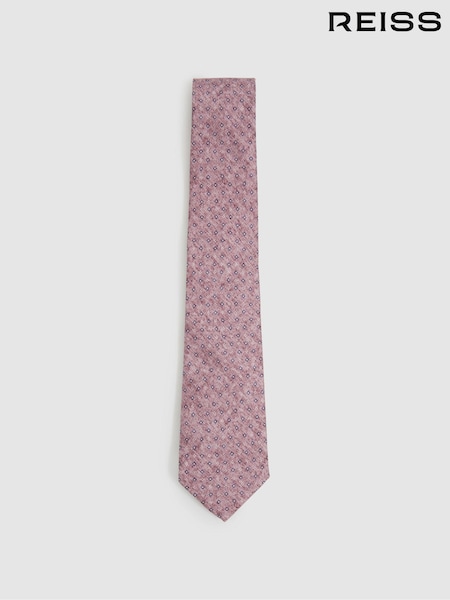 Reiss Dusty Pink Albarese Silk Geometric Print Tie (E25888) | €99