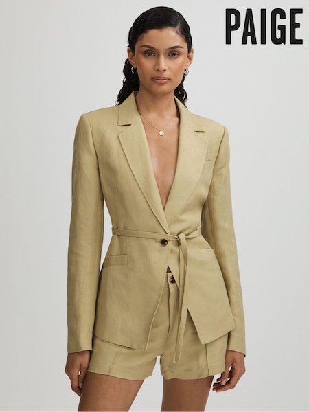 Paige Linen Blend Belted Single Breasted Suit Blazer (E25890) | €295
