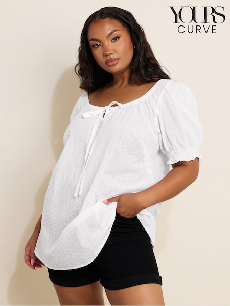 Yours Curve Short Sleeve Dobby Boho Blouse (E25895) | €43