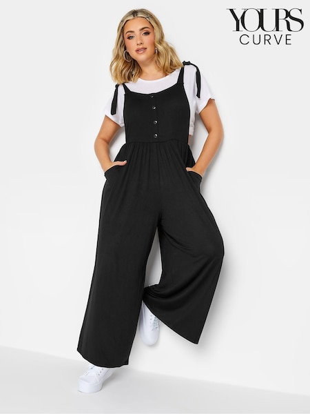 Yours Curve Black Limited Culotte Dungarees (E25896) | €45