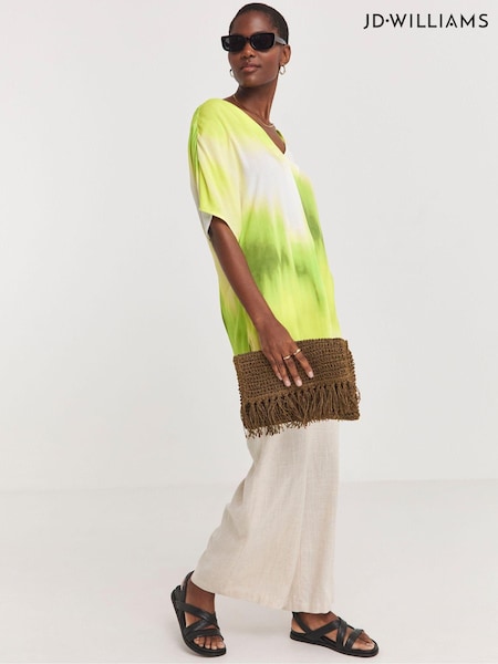 JD Williams Green Printed Crinkle Tunic Top (E25932) | €20