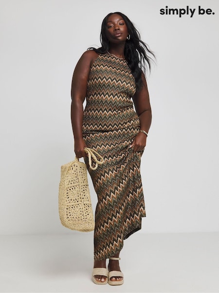 Simply Be Brown Crochet Look Maxi Dress (E25981) | €30