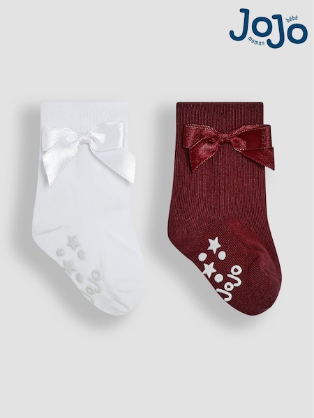 Burgund - JoJo Maman Bébé 2-Pack Bow Socks (E26012) | 15 €
