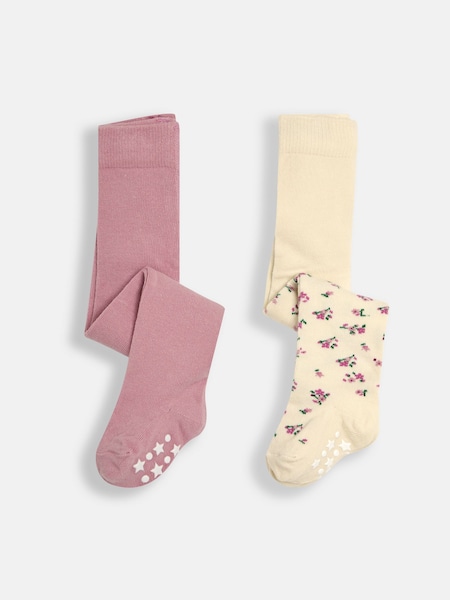 JoJo Maman Bébé Pastel Pink 2-Pack Cotton Rich Tights (E26019) | €24
