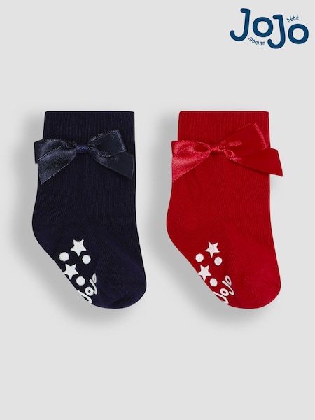 JoJo Maman Bébé Navy 2-Pack Bow Socks (E26027) | 47 QAR