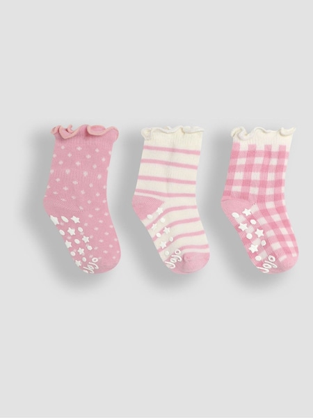 JoJo Maman Bébé Pink Cotton Frill Socks 3 Pack (E26029) | €12.50