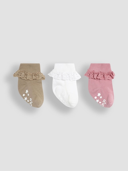 JoJo Maman Bébé Natural Frill Socks 3 Pack (E26042) | €12.50