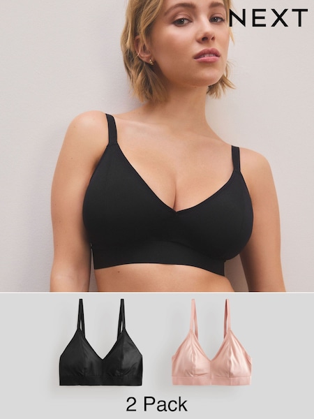Черный/телесный - DD+ Ultimate Comfort Non Wire Bralettes 2 Pack (E26086) | €28
