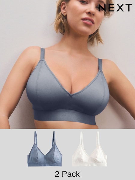 Cream/Navy Bralette DD+ Ultimate Comfort Non Wire Bralettes 2 Pack (E26092) | €38