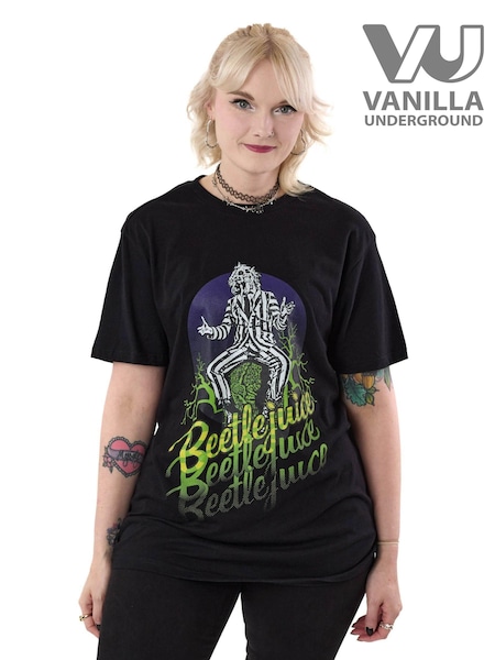 Vanilla Underground Black Unisex Adults Beetle Juice Licensed 100% Cotton T-Shirt (E26154) | € 33
