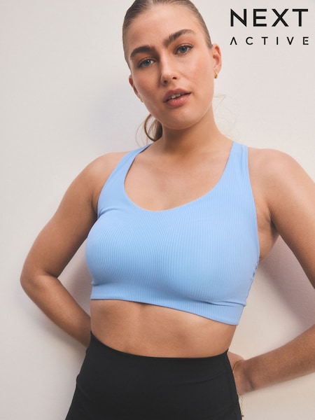 Blue Active Sports Low Impact Dry Tech Ribbed Crop Bra (E26177) | €21