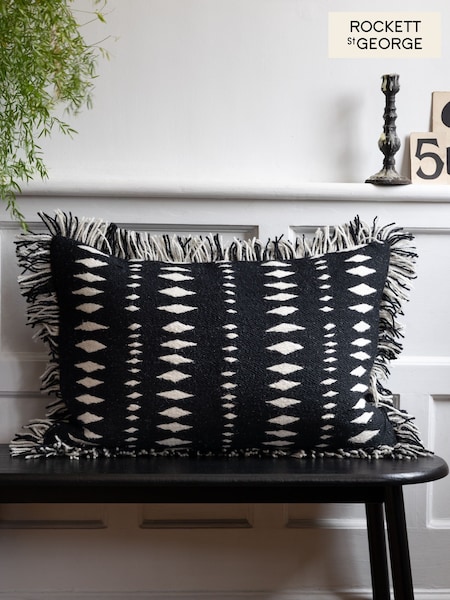 Rockett St George Black Cowboy Blanket Fringe Cushion (E26233) | €37