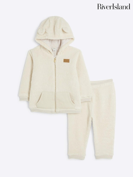 River Island Borg Hooded Baby Boys 2 Piece Set (E26306) | 116 LEI