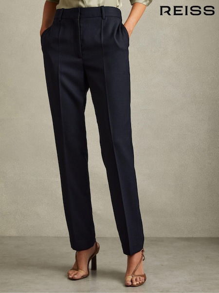 Reiss Navy Hallie Textured Slim Fit Suit Trousers (E26341) | €210