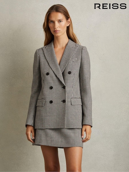 Reiss Drew Wool Dogtooth Double Breasted Blazer (E26369) | €438