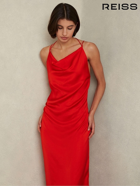 Oranssi - Reiss Lilah Satin Cowl Neck Maxi Dress (E26392) | €217