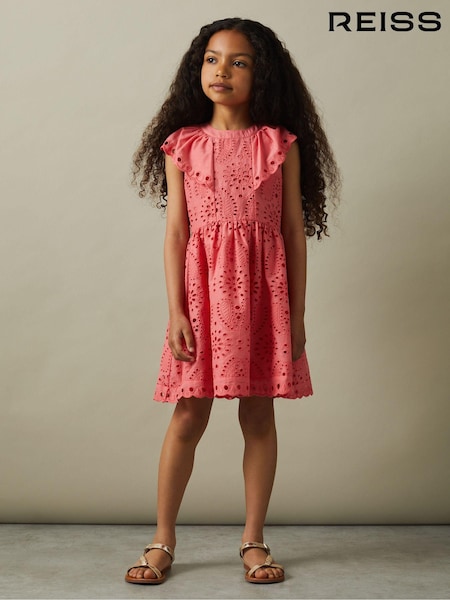 Reiss Pink Lilly 4-9 yrs Cotton Broderie Dress (E26396) | €35