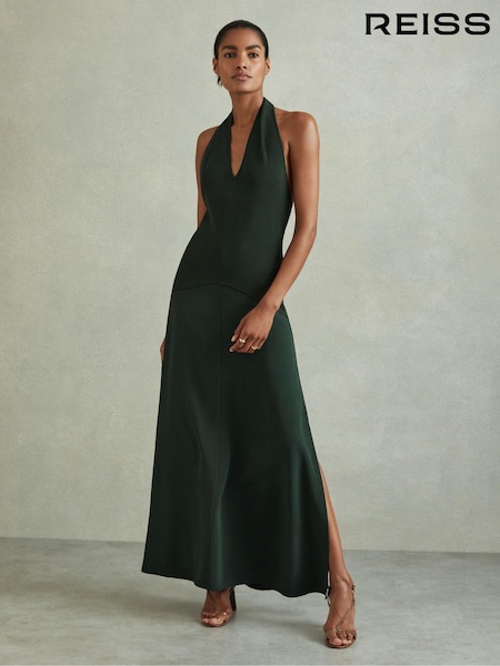 Vihreä - Reiss Rene Hybrid Knit Midi Dress (E26408) | €391
