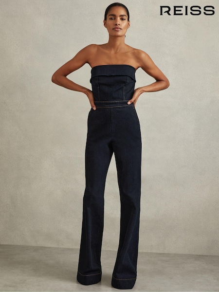 Reiss Tiggie Denim Strapless Wide Leg Jumpsuit (E26416) | 325 €