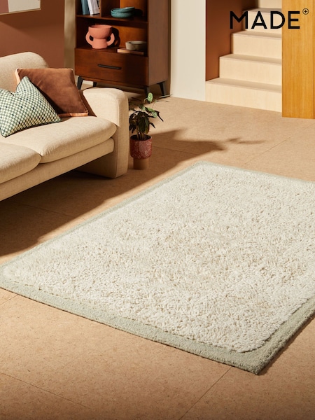 MADE.COM White/Aqua Kurt Wool Berber Rug (E26448) | €150 - €518