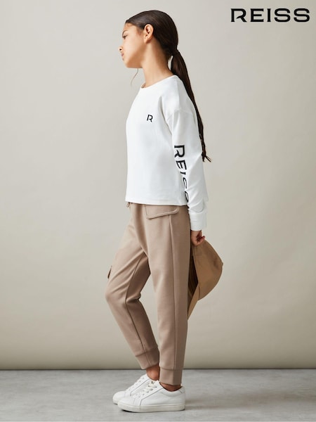 Reiss Camel Amina 4-9 yrs Drawstring Pocket Detail Tapered Joggers (E26475) | AED274