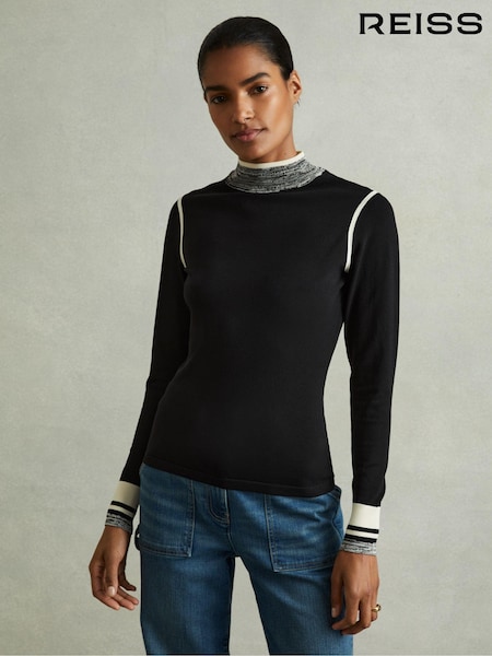 Reiss Rosa Knitted Contrast High Neck Jumper (E26486) | 974 LEI