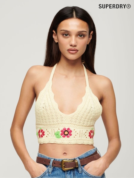 Cream - Bralette Superdry Crochet Flower 100% Bumbac (E26525) | 140 LEI