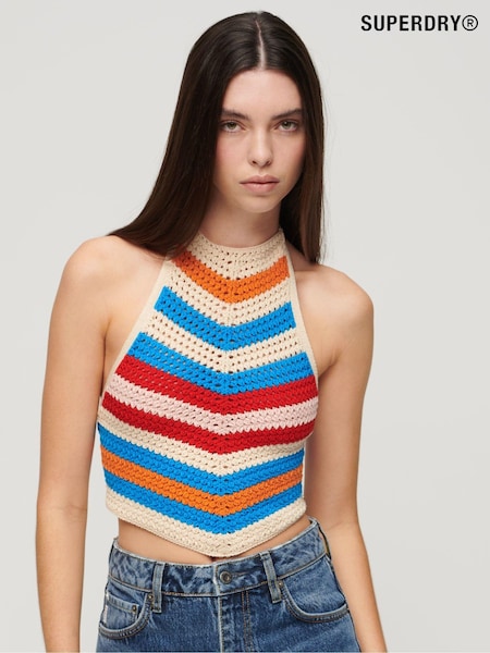 Superdry Hanky Hem Halter Crochet Top (E26527) | 26 €