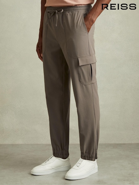 Reiss Green Smoke Hold Elasticated Cargo Trousers (E26631) | AED850