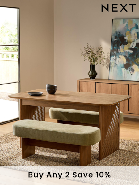 Relaxed Chenille Olive Green Marlow Bench Set (E26640) | €975
