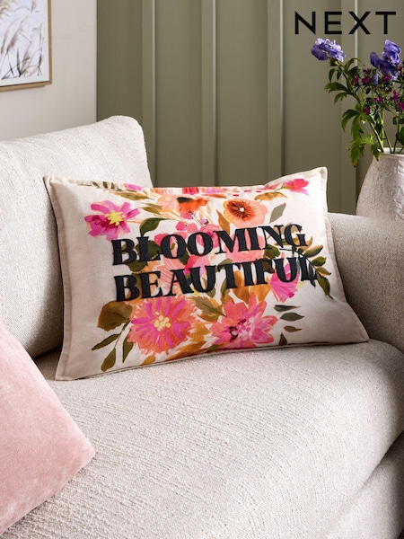 Blooming Slogan Floral Cushion (E26679) | 73 zł