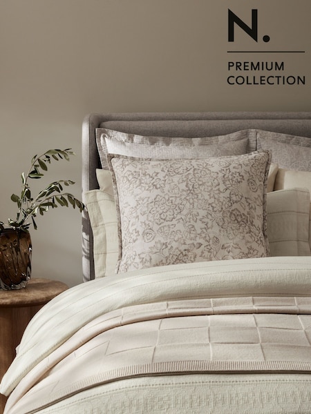 Natural N. Premium Floral Woodblock Cushion (E26689) | €45