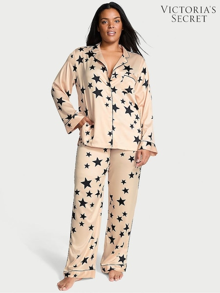 Victoria's Secret Black Pretty Star Satin Long Pyjama Set (E26764) | €39