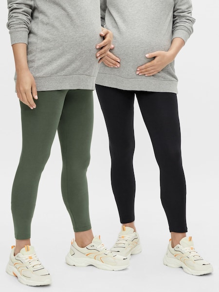 Schwarz & Grün - Mamalicious Umstandsmose Leggings,2er Pack (E27050) | 23 €