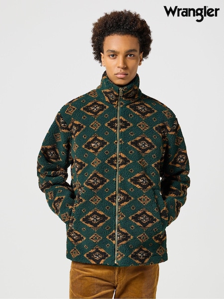 Verde - Jachetă din lână Wrangler Casey Shearling (E27087) | 626 LEI